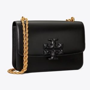Tory Burch Elenor Bag, Black. Twisted rope chain.